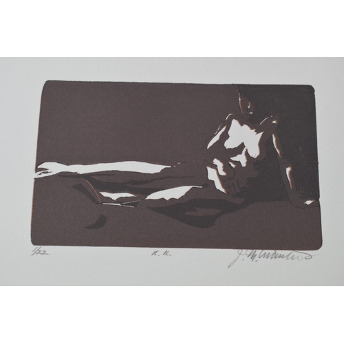 121E - Two aquatint nudes, limited edition prints 1/28 and 1/22 'Torso' and 'K.K' indistinguishable signatu... 