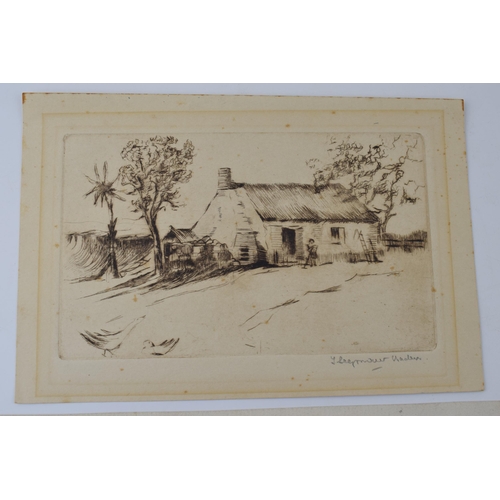 121F - Seymore Haddon, two dry point etchings, one signed. (2) 16cm x 10cm and 21cm x 13cm.