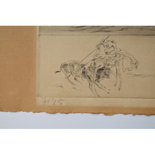 121J - Frederick Halpern Le Bauderillero 7/25 (24cm x 22cm) together with another Frederick Halpern bull fi... 