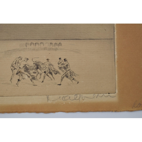 121J - Frederick Halpern Le Bauderillero 7/25 (24cm x 22cm) together with another Frederick Halpern bull fi... 