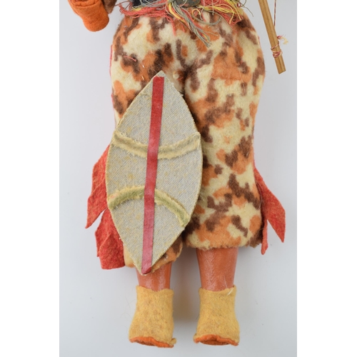 153 - Antique AM male doll, Made in Germany 14/0. Dressed in hunting attire with bow and shelf. Height 32c... 