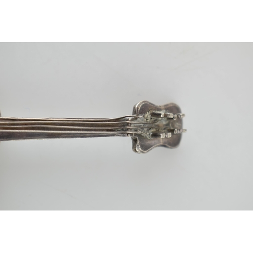 212 - A late Victorian novelty silver figure of a cello, with London import marks, complete with 4 strings... 