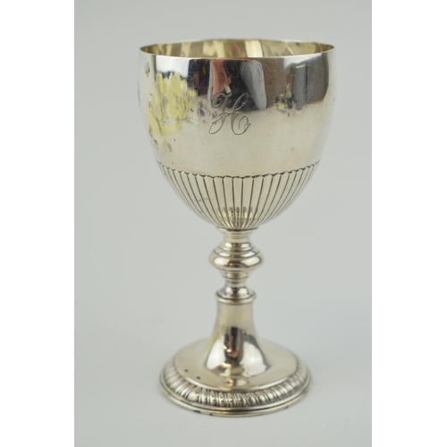 251 - Victorian silver chalice with monogram engraved, 101.2 grams, unmarked, 11.5cm tall.