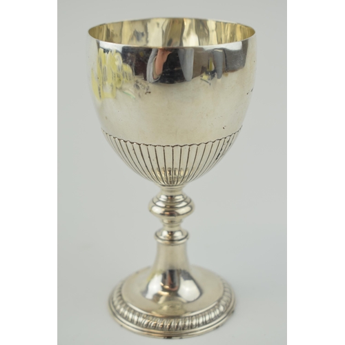 251 - Victorian silver chalice with monogram engraved, 101.2 grams, unmarked, 11.5cm tall.