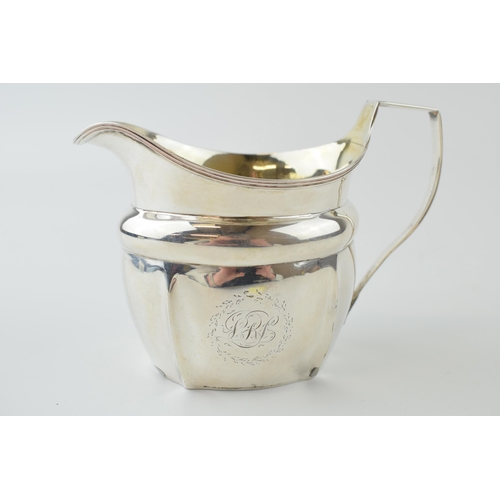 252 - Georgian silver jug with gilt wash interior, engraving to side, George III, London 1803, 140.0 grams... 