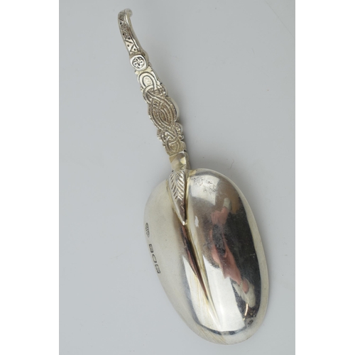 258 - Edwardian ornate silver spoon, 37.8 grams, London 1902, 12.5cm long.