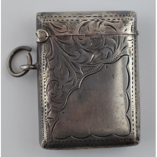 260 - Hallmarked silver vesta case, vacant cartouche, 23.3 grams, Birm 1908.