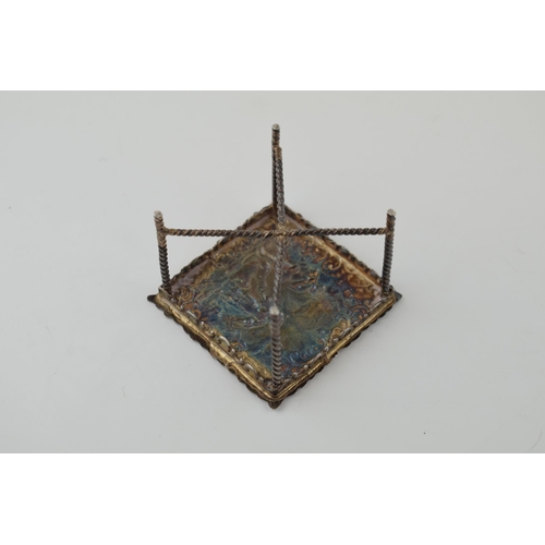 263 - Dutch silver miniature table with turned-stretchers, ornate decoration, import marks, London 1900, 2... 