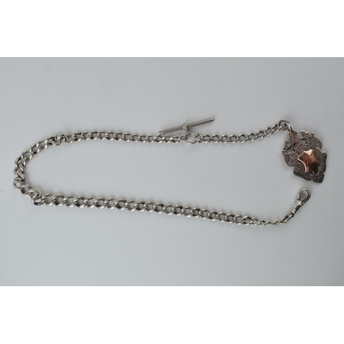 270 - Silver graduated albert chain with hallmarked fob, 48.8 grams, 43cm long.