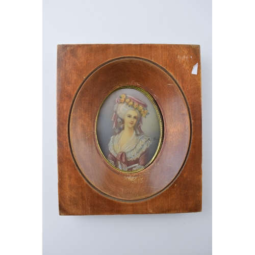 282 - A framed and signed miniature of a lady, maybe signed 'Watton', 16 x 14cm.