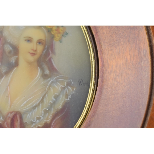 282 - A framed and signed miniature of a lady, maybe signed 'Watton', 16 x 14cm.