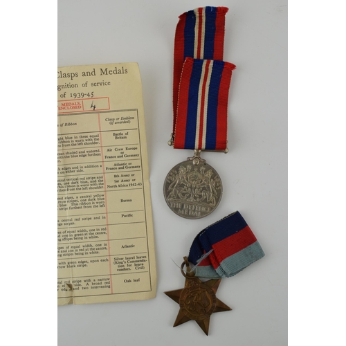 284 - World War Two set of four medals, awarded to John Joseph Hayes' to include the Atlantic Star, the 19... 