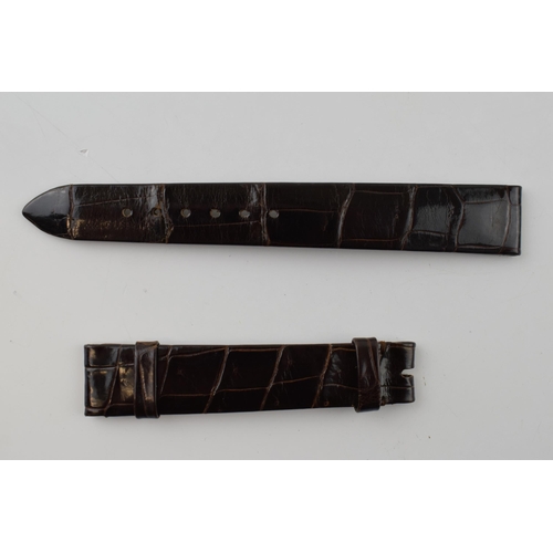 316 - An original vintage Rolex 14mm dark brown genuine crocodile leather watch strap. 'Rolex of Geneva' I... 