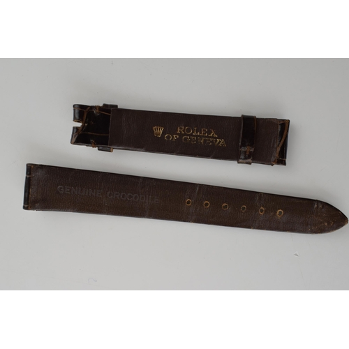 316 - An original vintage Rolex 14mm dark brown genuine crocodile leather watch strap. 'Rolex of Geneva' I... 