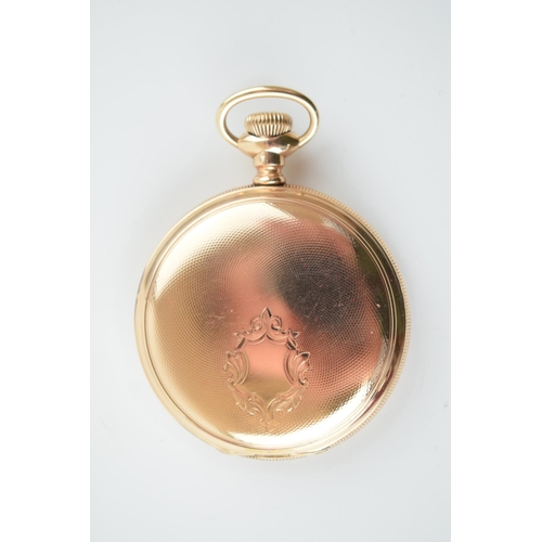 320 - Gold-plated The E. B. Horn Co. Boston full hunter pocket watch. White dial with Roman numerals and s... 