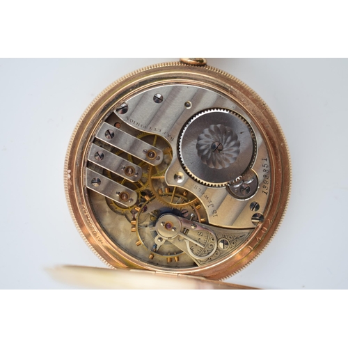 320 - Gold-plated The E. B. Horn Co. Boston full hunter pocket watch. White dial with Roman numerals and s... 