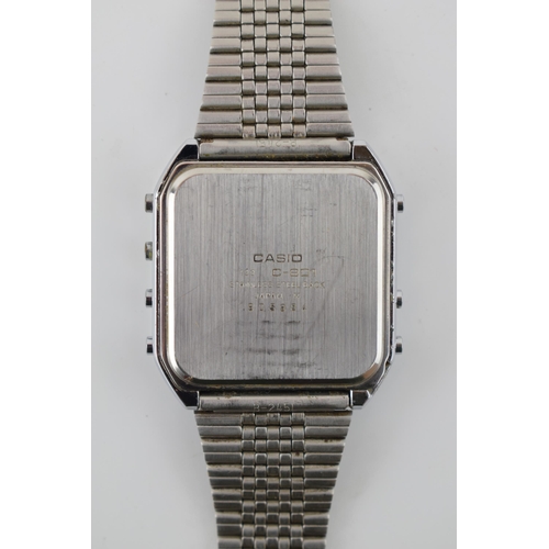 321 - Casio C-801 calculator watch on original stainless steel bracelet. Made in Japan. Serial number 9059... 