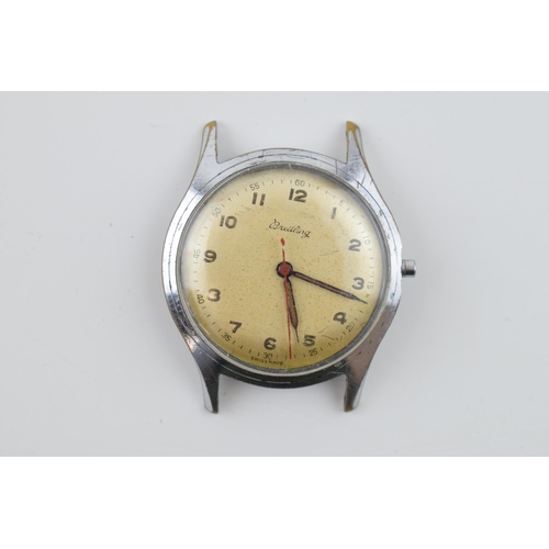 327 - Vintage Breitling gentleman's wristwatch. Patina dial with red second hand. Stainless steel case. Ca... 