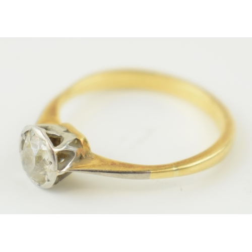 353 - 18ct gold solitaire diamond ring, stone measures 0.5ct appx.  Not hallmarked but tested as 18ct gold... 