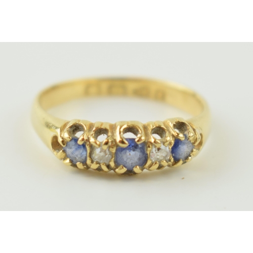 361 - 18ct gold sapphire and diamond ring, 2.5 grams, size M/N.