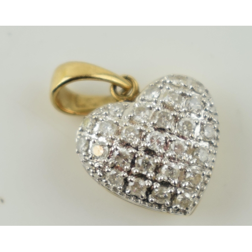 380 - A 9ct gold heart locket, set twenty-four round brilliant-cut diamonds, total diamond weight estimate... 