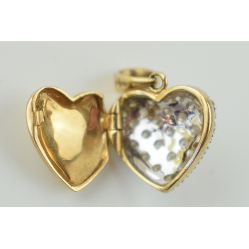 380 - A 9ct gold heart locket, set twenty-four round brilliant-cut diamonds, total diamond weight estimate... 