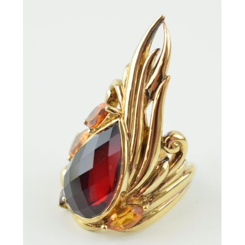 381 - A Stephen Webster silver gilt citrine and gemstone ring, signed, boxed, 24.8 grams, size N/O.