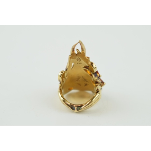 381 - A Stephen Webster silver gilt citrine and gemstone ring, signed, boxed, 24.8 grams, size N/O.