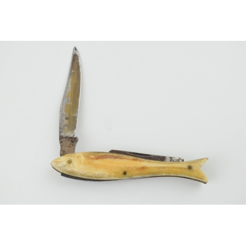 69 - Rare & Unusual c19th Bone Handle Folding Pocket Knife By Needham Brothers Sheffield in the shape of ... 