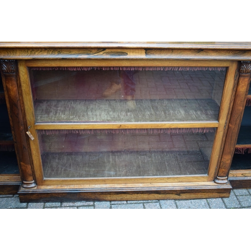 80 - An oversized 19th century mahogany breakfront sideboard credenza with central glazed cabinet, workin... 