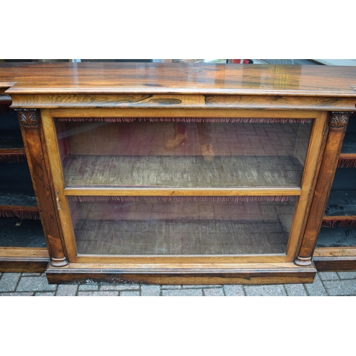 80 - An oversized 19th century mahogany breakfront sideboard credenza with central glazed cabinet, workin... 