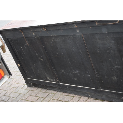 80 - An oversized 19th century mahogany breakfront sideboard credenza with central glazed cabinet, workin... 