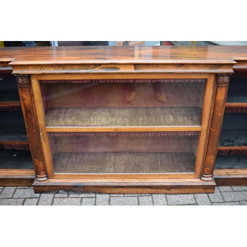 80 - An oversized 19th century mahogany breakfront sideboard credenza with central glazed cabinet, workin... 