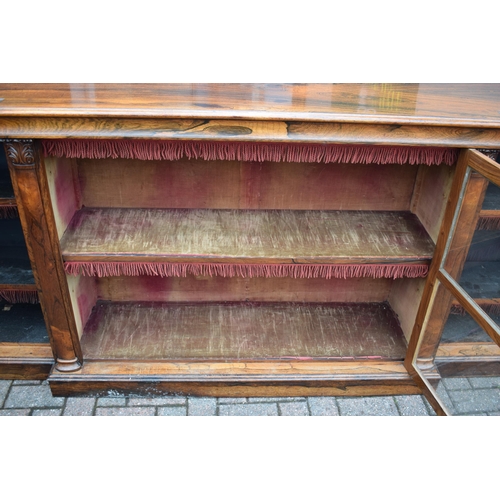 80 - An oversized 19th century mahogany breakfront sideboard credenza with central glazed cabinet, workin... 