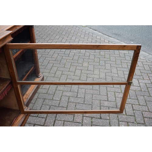 80 - An oversized 19th century mahogany breakfront sideboard credenza with central glazed cabinet, workin... 