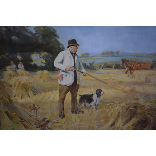 217 - Frank Wiles (1881-1963) lithograph print of a harvest scene, in oak frame, glazed, 48cm x 74cm exc f... 