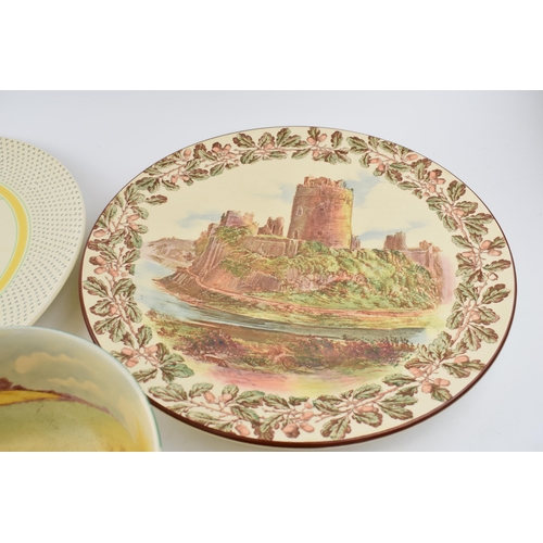 58 - Royal Doulton large wall chargers to include Pembroke Castle and a floral charger, both 39cm diamete... 
