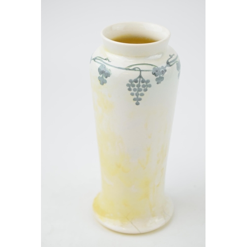 12 - Ruskin Pottery vase in the grape and vine pattern, 16cm tall, impressed marks to base and '1923', wi... 