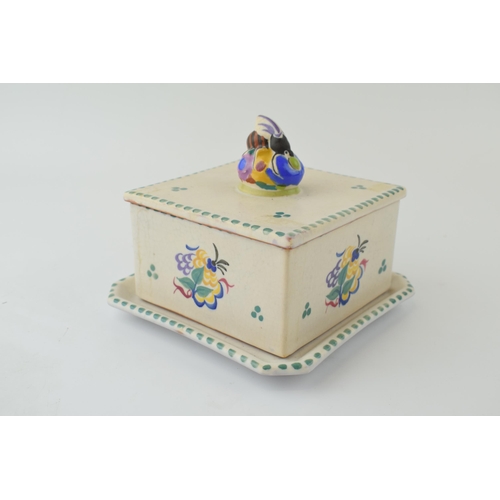 15 - Poole Pottery / Carter Stabler Adams honey box and cover decorated in the FA pattern, complete with ... 