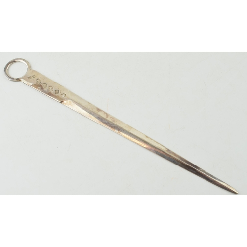 229 - Hallmarked silver meat skewer, 20.5cm long, 30.0 grams, Sheffield 2002.