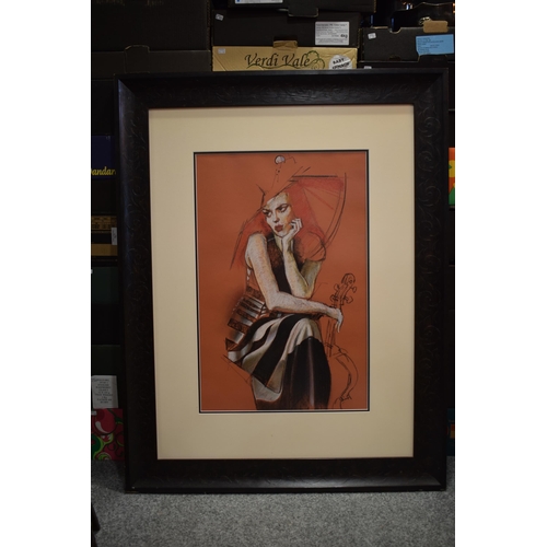 279 - Contemporary Art: Roger Keeling RBSA pastel drawing 'Burlesque', framed and mounted, in engraved fra... 