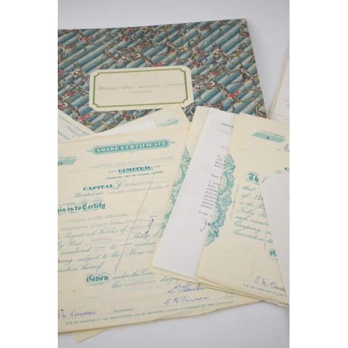 298 - A collection of shares certificates for the 'Monmore Green Welding Company' c1950s.