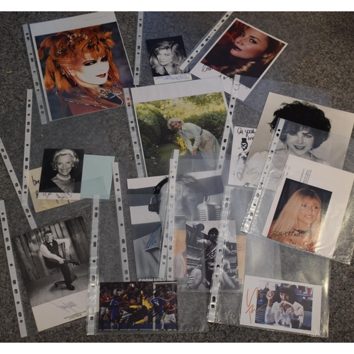 110 - A collection of autographs and facsimiles on studio photographs, some with printed certificates, to ... 