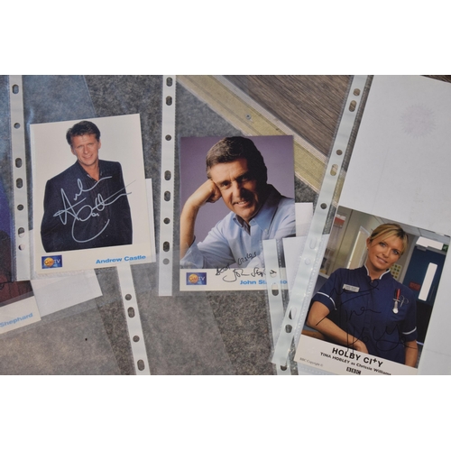 112 - A collection of autographs and facsimiles on studio photographs, some with printed certificates, to ... 
