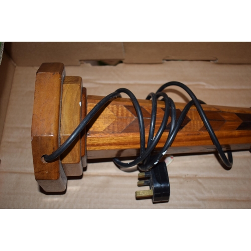 182 - Two vintage lamp bases to include a wooden example, and a marble and brass based example. Height 34c... 