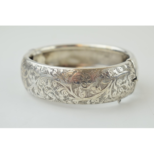 191 - A sterling silver bangle hallmarked Chester 1964. Weight 44.5grams.