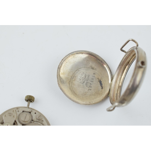 275 - A military style trench watch movement and outer case with inscribed date 1915. Case diameter 35mm.