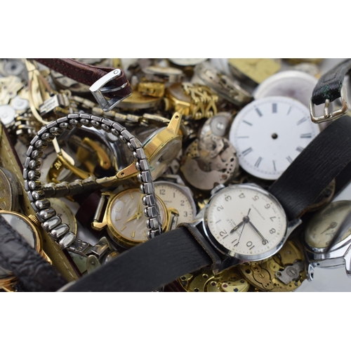 278 - A quantity of watch movement and spare parts, a good lot for a watch repairer. (Qty)