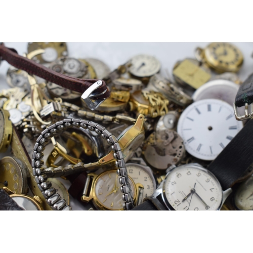 278 - A quantity of watch movement and spare parts, a good lot for a watch repairer. (Qty)