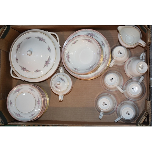 285 - Wedgwood 'Rosalie' dinner and tea wares to include six trios, six dinner plates, tureen, gravy boat,... 